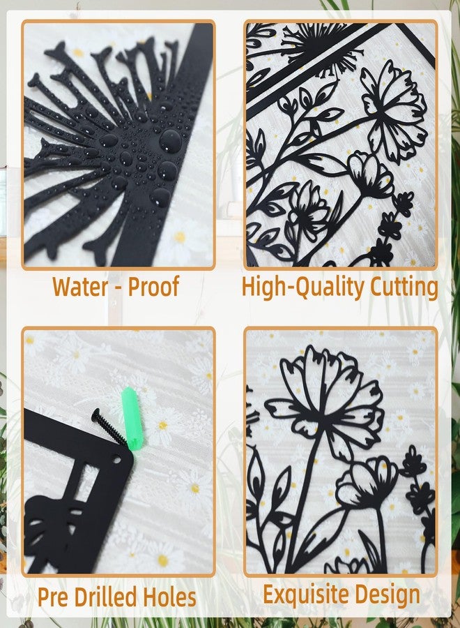 Bnesi 3 Pack Black Metal Wall Art Decor Minimalist Wall Decor for Bedroom Flower Line Sculpture Art Bedroom Wall Decor Flowers Decor Hanging Flower Bathroom Gift for Nature Lover (Abundant, Medium) - Image 5